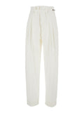 Bottega Veneta Women White Pants With Tapered Leg And Matching Waist Belt In Cotton For Women