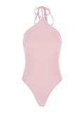 Jacquemus Women 'Le Maillot Bastide' Pink One-Piece Swimsuit With Halterneck And Logo Embroidery On The Front In Tech Fabric For Women
