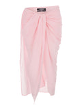 Jacquemus Women 'La Jupe Pareo' Pink Midi Skirt With Hidden Zip Closure On The Side And Draping On Front And Back In Tech Fabric For Women