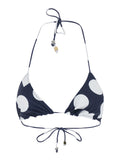 Jacquemus Women 'Le Haut De Plage Triangle' Blue Bikini Top With Drawstring Closure And Polka Dot Motif In Tech Fabric For Women