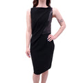 ALEXANDER WANG BLACK RUCHED DRESS WITH LEATHER DETAIL - SIZE 6