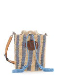 Valentino Garavani Women Beige Crossbody Bag With Striped Motif And Vlogo Leather Patch On The Front In Raffia For Women
