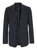 Dolce & Gabbana Men Grey Single-Breasted Jacket With Notched Revers In Wool Blend For Men