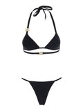 Dolce & Gabbana Women Black Bikini With Dg Logo Plates In Tech Fabric For Women