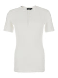 Dolce & Gabbana Men 'Serafino' White T-Shirt With A Henley Collar And Short Sleeves In Cotton Jersey Men