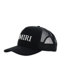 Amiri Men Black Hat With Leather Logo