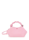 Ganni Women 'Bou' Pink Handbag 'With Braided Handle And Butterfly Plate On The Front In Leather Blend For Women