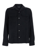 Amiri Men Black Shirt With Notched Collar With Logo Lettering Embroidery In Tech Fabric For Men