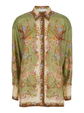 Zimmermann Women 'Indra' Multicolor Shirt With Classic Collar And All-Over Floral Motif In Silk For Women