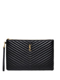 Saint Laurent Women Handbag 'Jolie' In Chevron Leather And Black Metal Logo Woman