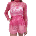 CARMEN MARCH PINK LACE BLOUSE - SIZE 36
