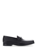 Ferragamo Men Black Loafers With Gancini Detail On The Front In Leather For Men