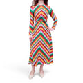 VALENTINO MULTICOLOURED LONG-SLEEVE DRESS WITH LOGO BELT - SIZE 36