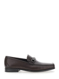 Ferragamo Men Brown Loafers With Gancini Detail On The Front In Leather For Men