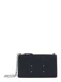 Maison Margiela Women Mini Bag With Chain And Logo Embroidery In Black Leather For Women
