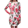 DOLCE & GABBANA WHITE AND PINK FLORAL CHARMEUSE MINI DRESS - SIZE 44