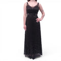 VINTAGE BLACK SEQUIN AND TULLE GOWN - SIZE XS