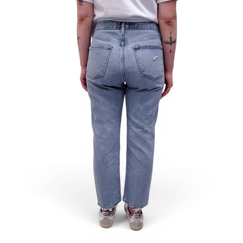 AGOLDE LIGHT WASH 'PARKER JEAN' WITH DISTRESSED DETAILS - SIZE 26
