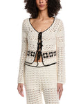 Vintage Havana Crochet Floral Tie Front Top