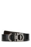 Salvatore Ferragamo Men Black Leather Reversibile Belt