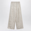 Toteme Ivory Monogram Silk Pajama Trousers Women