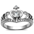 High polished (no plating) Stainless Steel Ring with AAA Grade CZ in Clear