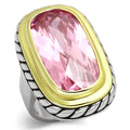 Reverse Two-Tone Brass Ring with AAA Grade CZ in Rose