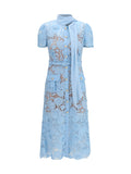 Self-Portrait Women Midi Lace Dress With Bow Collar