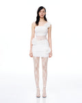 Isidore 3D Floral Wrinkles Mini Dress - White