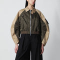 Sacai Khaki Green/Beige Nylon Zip Jacket Women