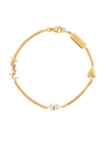 Saint Laurent Women Metal And Rhinestone Cassandre Heart Charm Bracelet