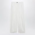Toteme Single-Pleat Organic Cotton Trousers In White Women