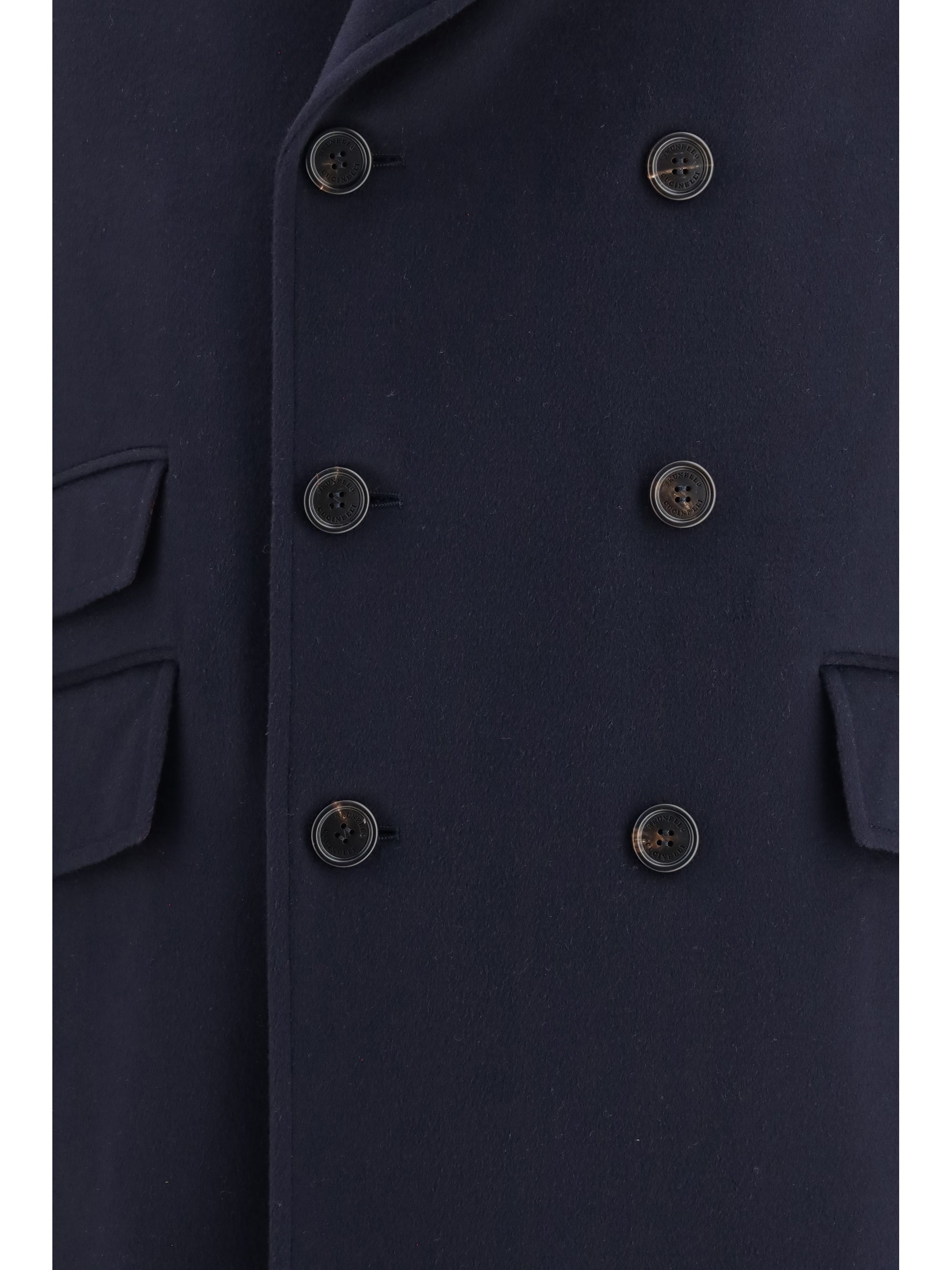 Brunello Cucinelli Men Double-Breasted Wool Coat
