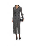 Floral Lace Midi Dress In Grey