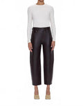 Eli Barrel Faux Leather Pants In French Roast