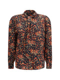 Gucci Women Silk Flora Print Shirt With Neck Bow