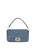 Fendi Women Medium Woven Raffia Shoulder Bag With Ff Embroidery
