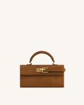 Keyla Faux Suede Top Handle Bag -  Brown
