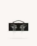 Vera Bead Decoration Rectangular Clutch Bag - Black