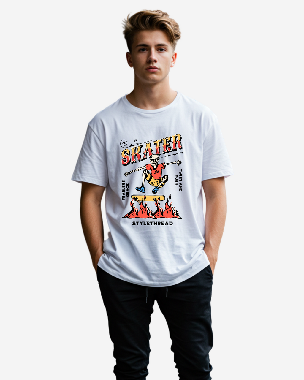 Retro Skull Skater Men's Oversized T-Shirt