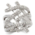 Rhodium Brass Ring with AAA Grade CZ in Clear
