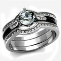 High polished (no plating) Stainless Steel Ring with Top Grade Crystal in Clear