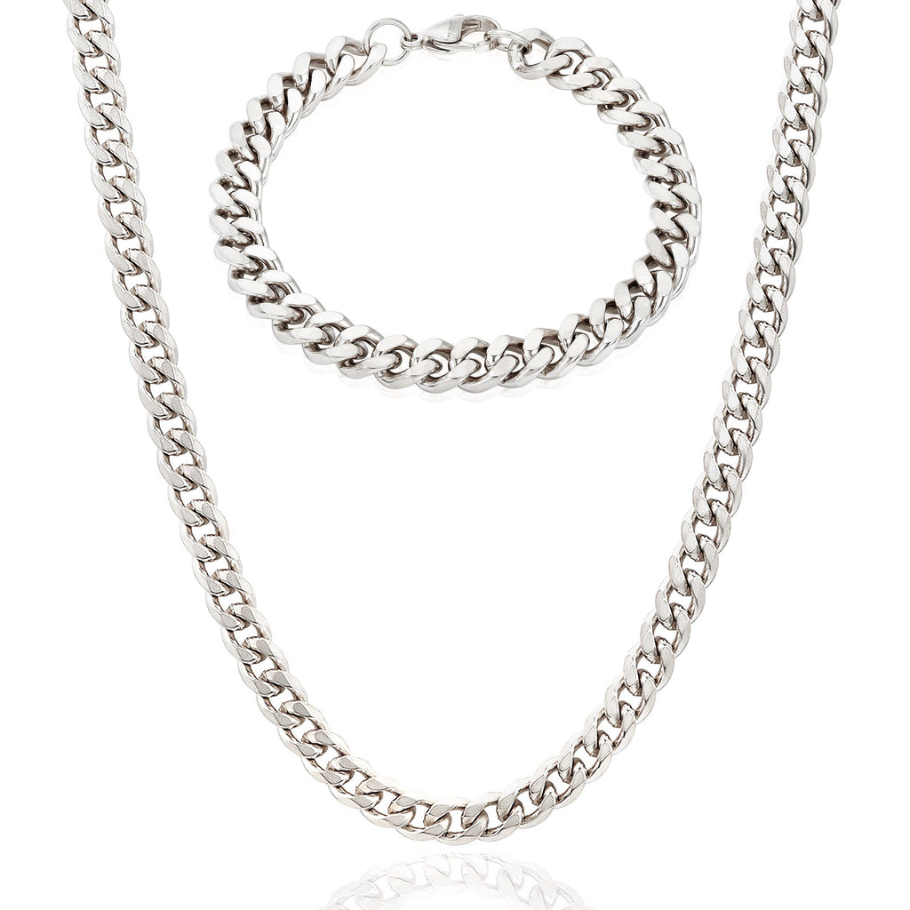 Crucible Jewelry Curb Bracelet and Necklace Gold Chain Set
