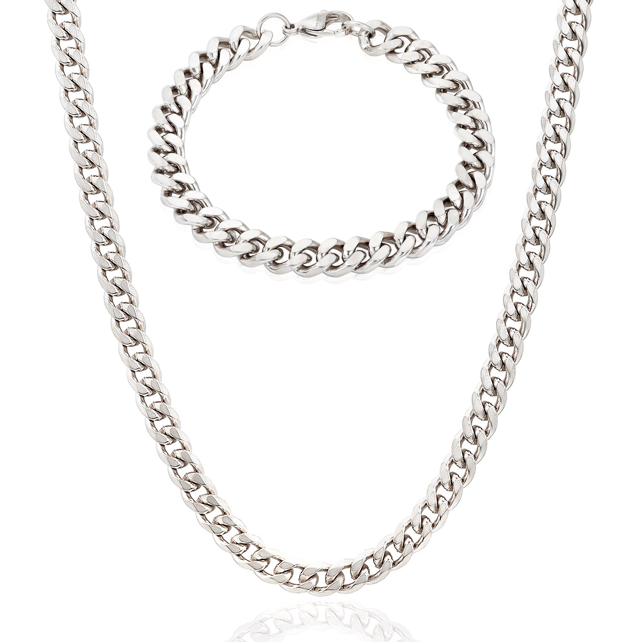 Crucible Jewelry Curb Bracelet and Necklace Gold Chain Set