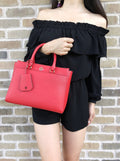 Tory Burch Robinson Small Double-Zip Satchel Bag Poppy Orange Red