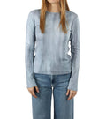 Printed Long Sleeve Crewneck Top In Azura