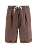 Brunello Cucinelli Men Linen And Virgin Wool Chevron Bermuda Shorts