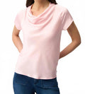 Cowl Neck Satin Top In Petal Pink