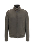 Brunello Cucinelli Men Wool Zip Jacket With High Collar