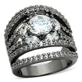 Ruthenium Brass Ring with AAA Grade CZ in Clear